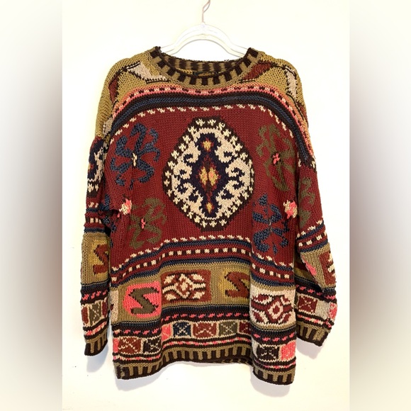 Eddie Bauer Sweaters - New vintage 90s Eddie Bauer knit kilim sweater